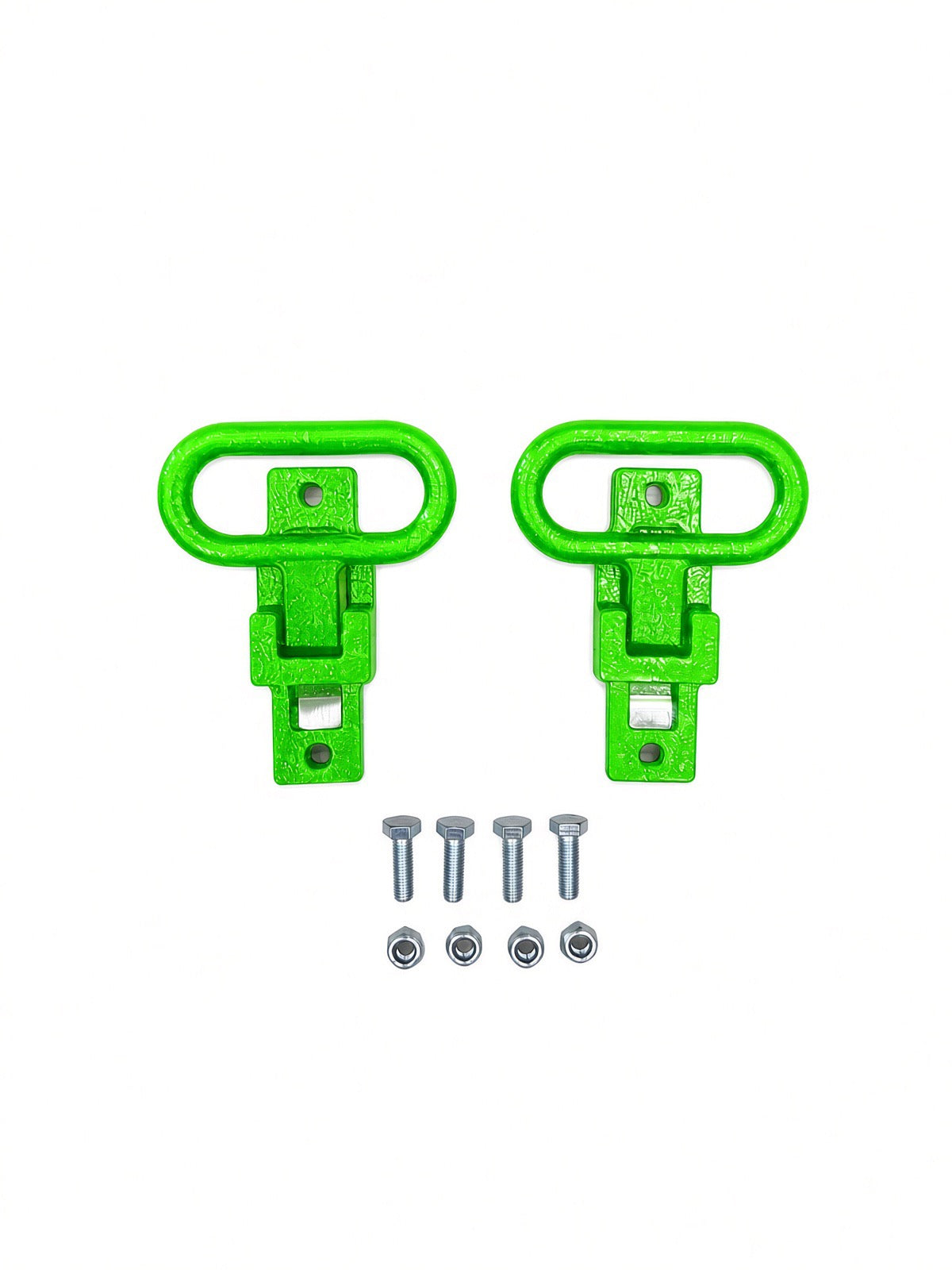 Pair of Lucky 7 rear passenger foot supports with bolts and nuts Kawasaki green