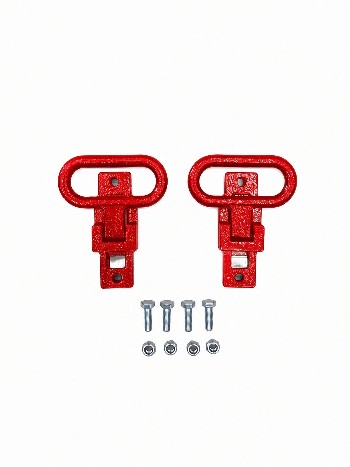 Pair of Lucky 7 rear passenger foot supports with bolts and nuts legion red