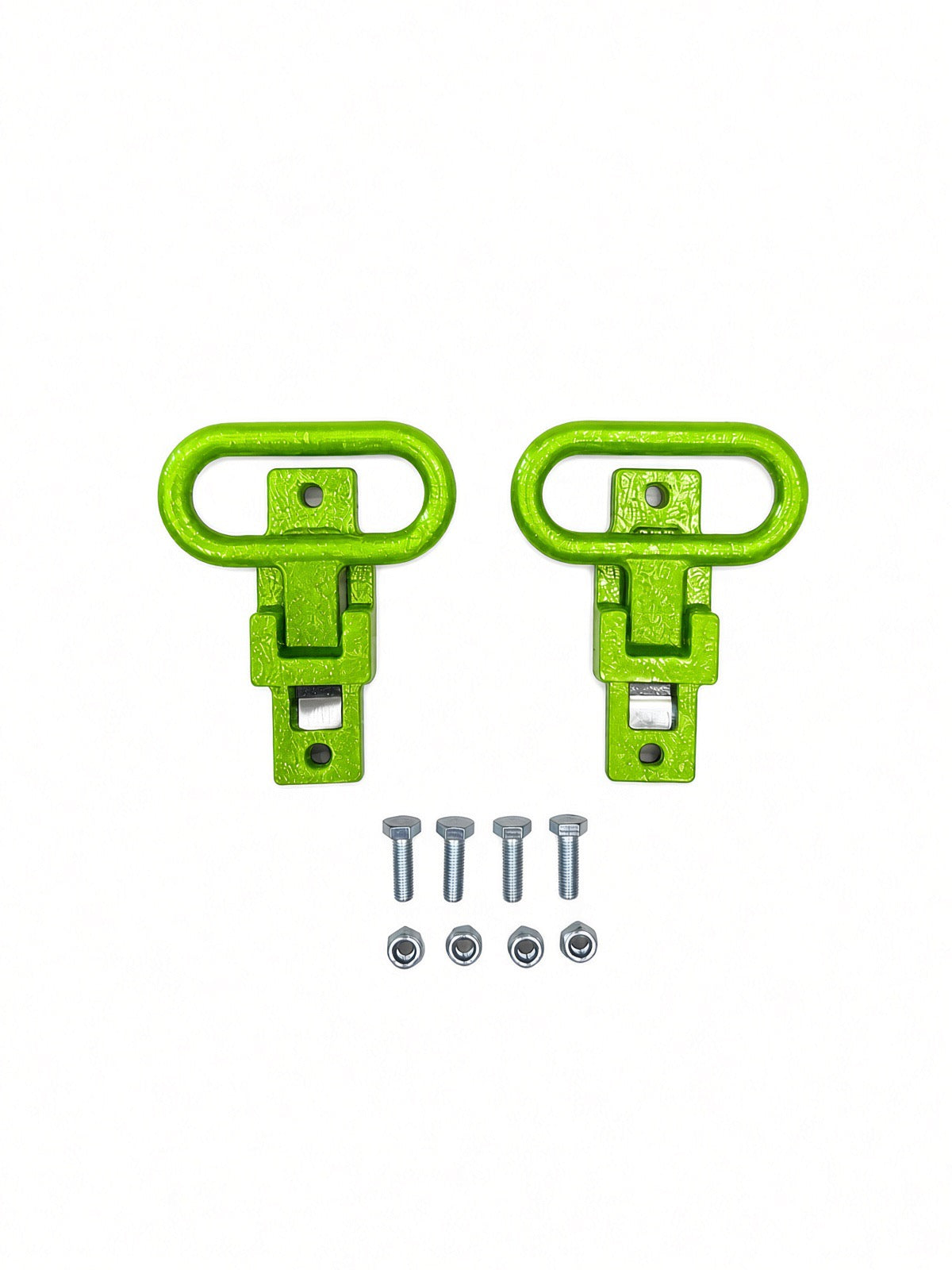Pair of Lucky 7 rear passenger foot supports with bolts and nuts lime squeeze