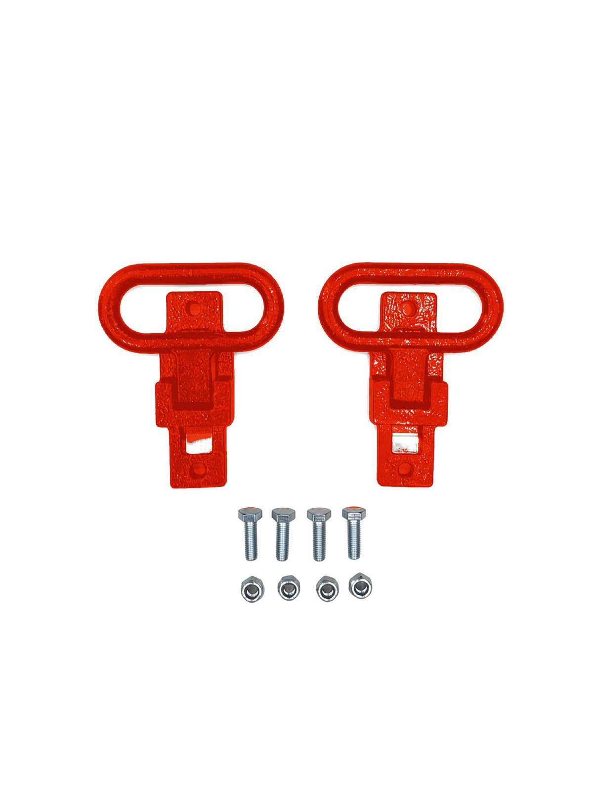 Pair of Lucky 7 rear passenger foot supports with bolts and nuts magma red