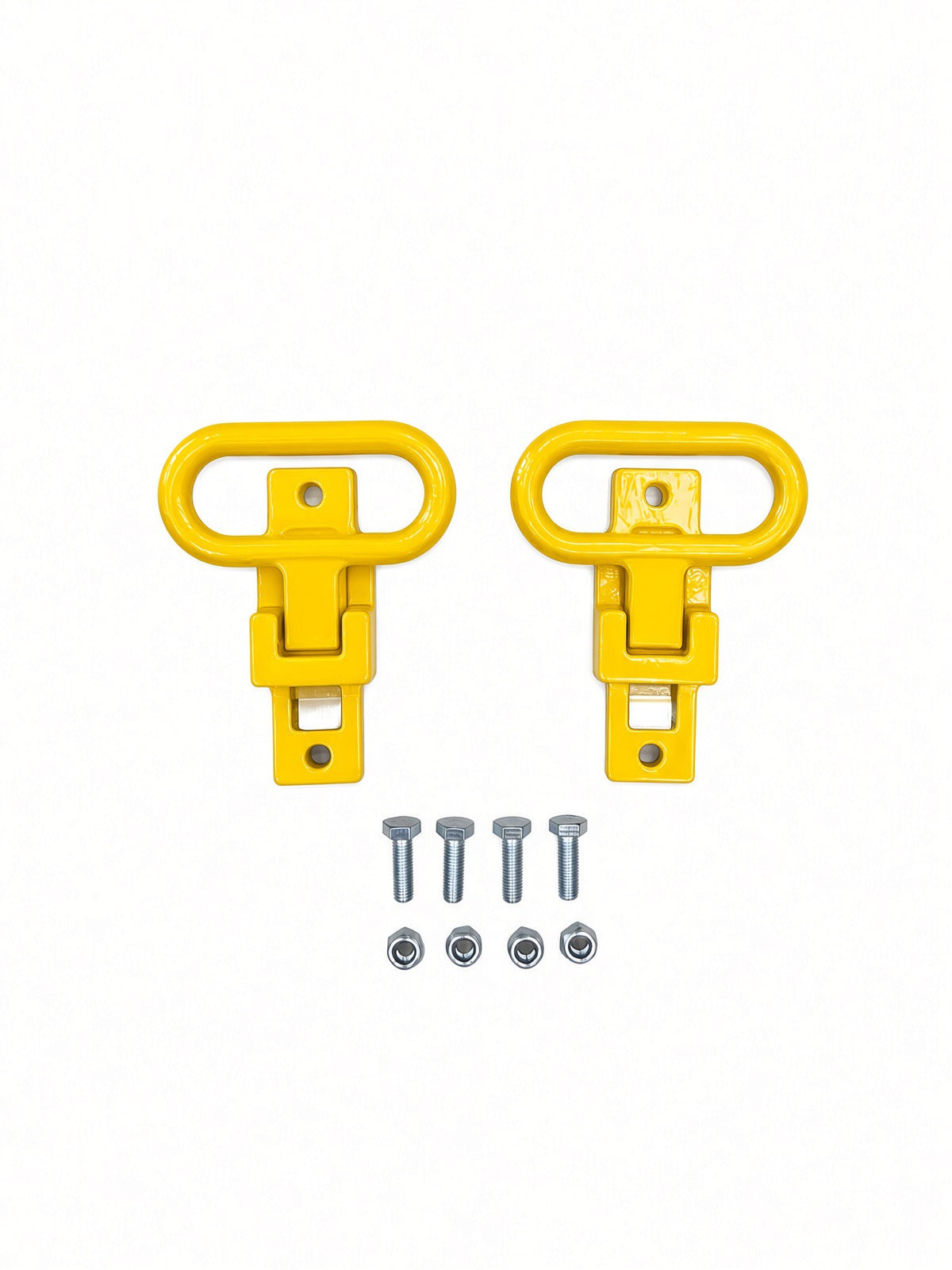 Pair of Lucky 7 rear passenger foot supports with bolts and nuts neo yellow