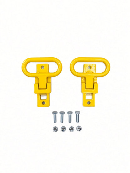 Pair of Lucky 7 rear passenger foot supports with bolts and nuts neo yellow
