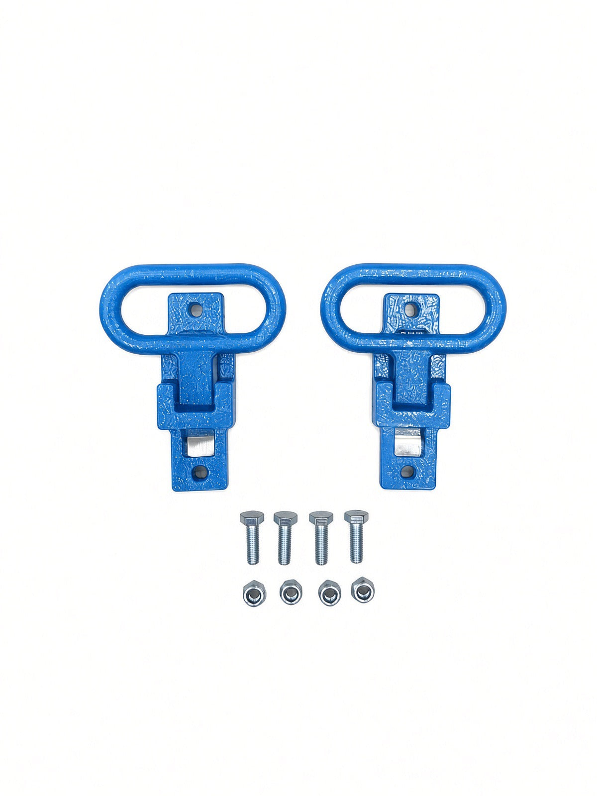 Pair of Lucky 7 rear passenger foot supports with bolts and nuts octane blue