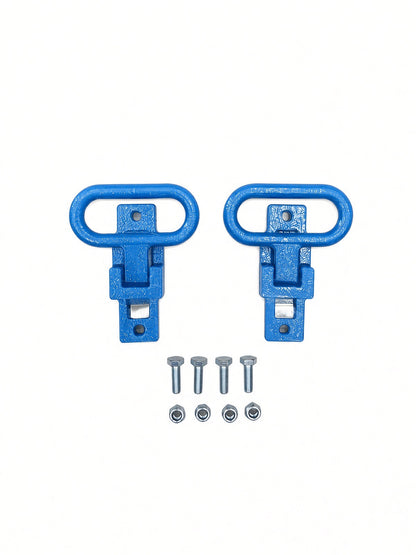 Pair of Lucky 7 rear passenger foot supports with bolts and nuts octane blue
