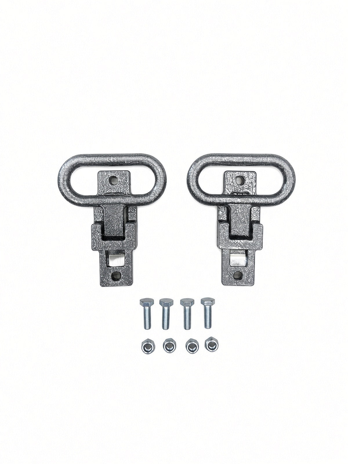 Pair of Lucky 7 rear passenger foot supports with bolts and nuts silver