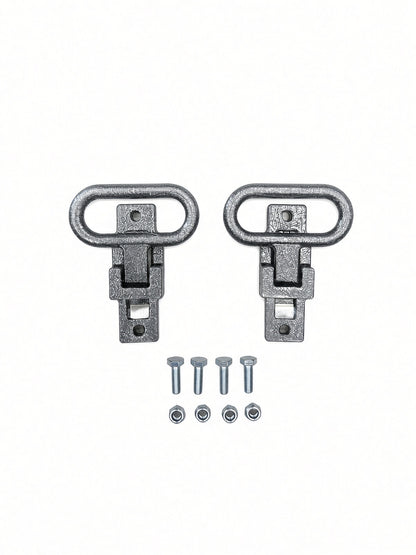 Pair of Lucky 7 rear passenger foot supports with bolts and nuts silver