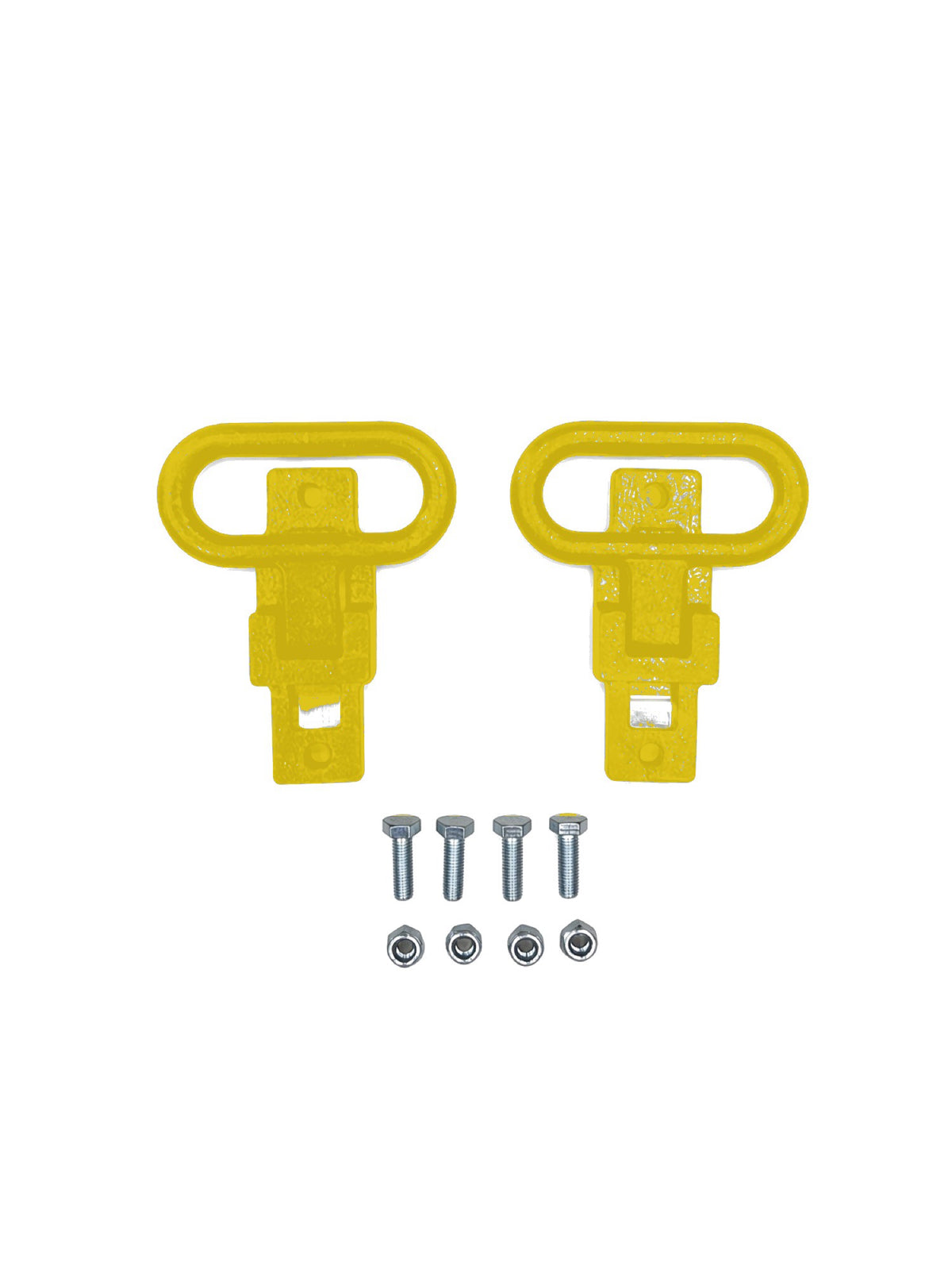 Pair of Lucky 7 rear passenger foot supports with bolts and nuts sunburst yellow