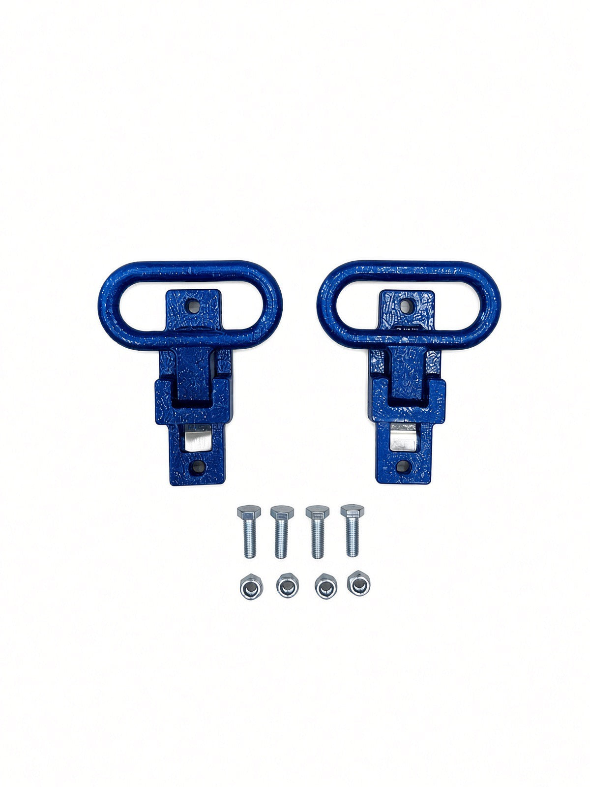 Pair of Lucky 7 rear passenger foot supports with bolts and nuts velocity blue