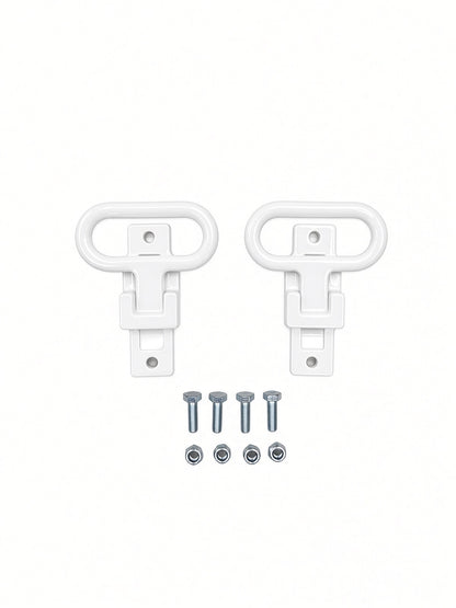Pair of Lucky 7 rear passenger foot supports with bolts and nuts white