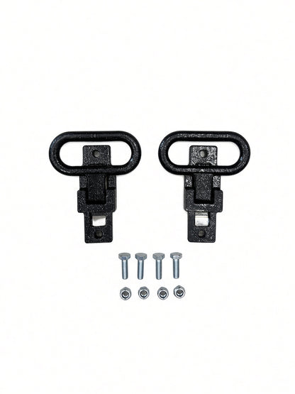 Pair of black Lucky 7 rear passenger foot supports with bolts and nuts