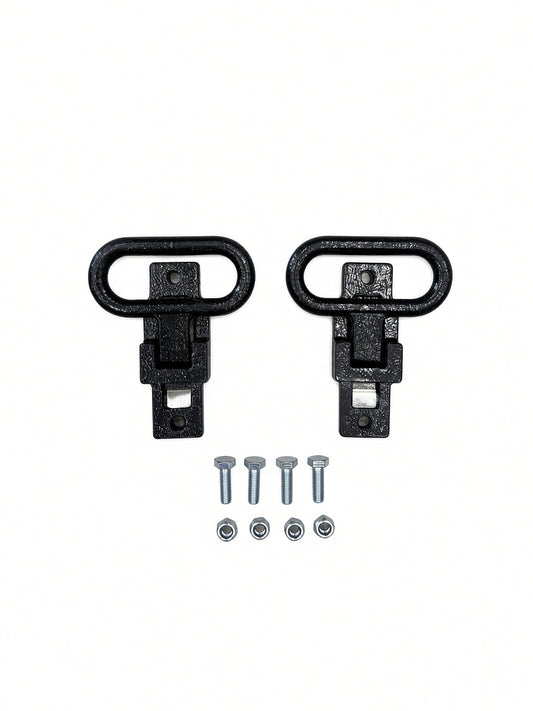 Pair of black Lucky 7 rear passenger foot supports with bolts and nuts