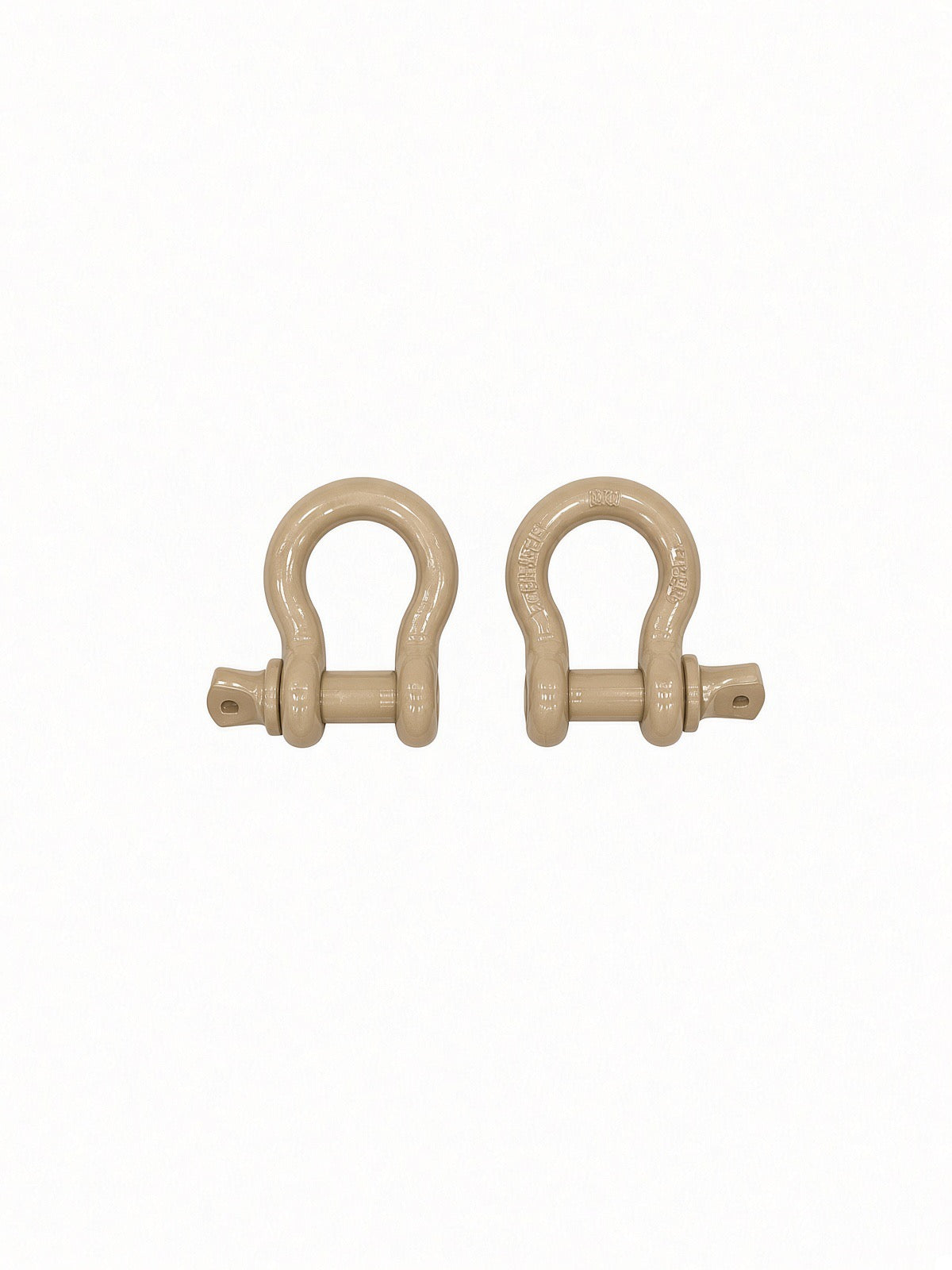 Pair of desert tan Lucky 7 shackles for the Can-Am Renegade XMR radiator relocate bumper