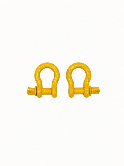 Pair of neo yellow Lucky 7 shackles for the Can-Am Renegade XMR radiator relocate bumper