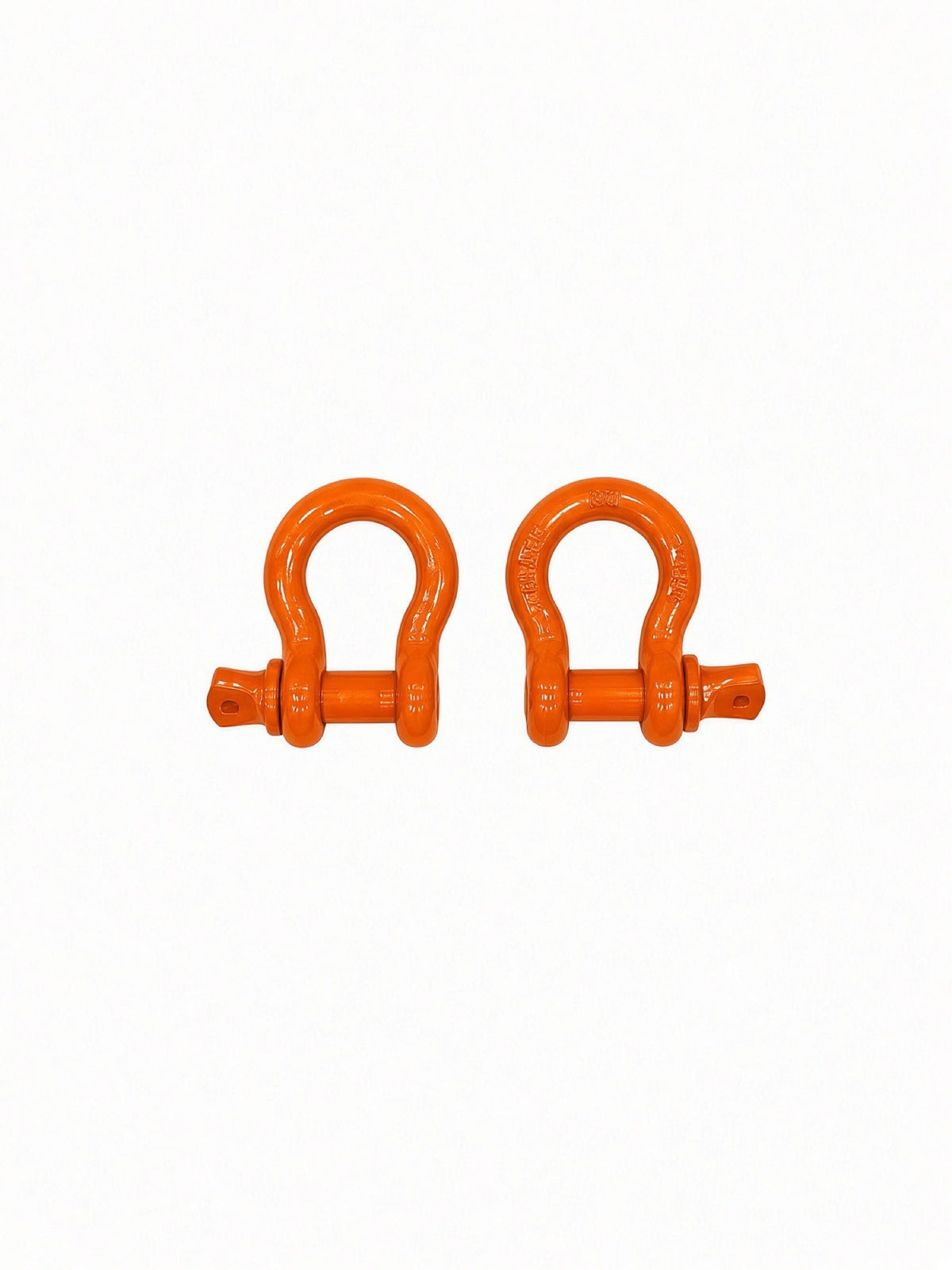 Pair of orange Lucky 7 shackles for the Can-Am Renegade XMR radiator relocate bumper