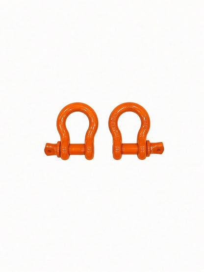 Pair of orange Lucky 7 shackles for the Can-Am Renegade XMR radiator relocate bumper