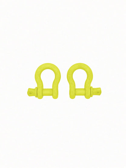 Pair of sunburst yellow Lucky 7 shackles for the Can-Am Renegade XMR radiator relocate bumper