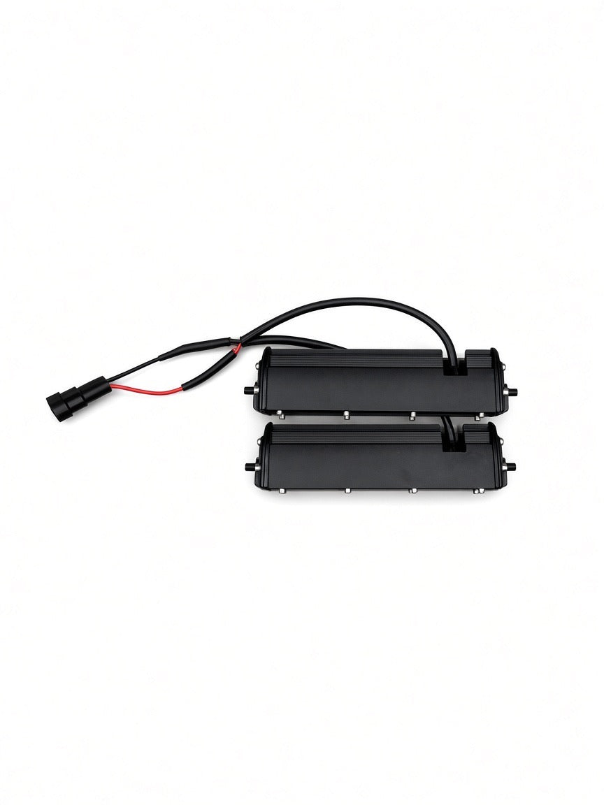 Back view of a pair of Lucky 7 replacement LED light bars with wiring