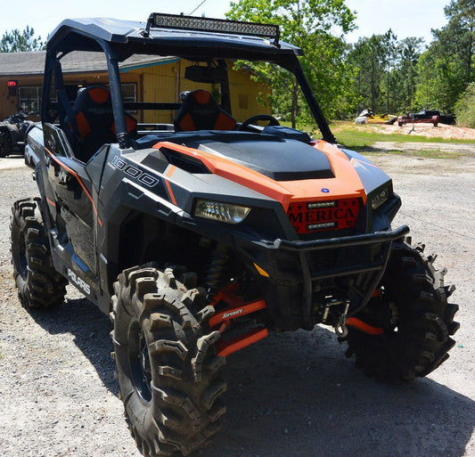 Merica dual LED Lucky 7 grille on a Polaris General 1000
