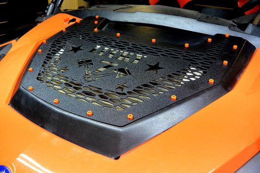 Lucky 7 design radiator relocate cover on a Polaris General 1000