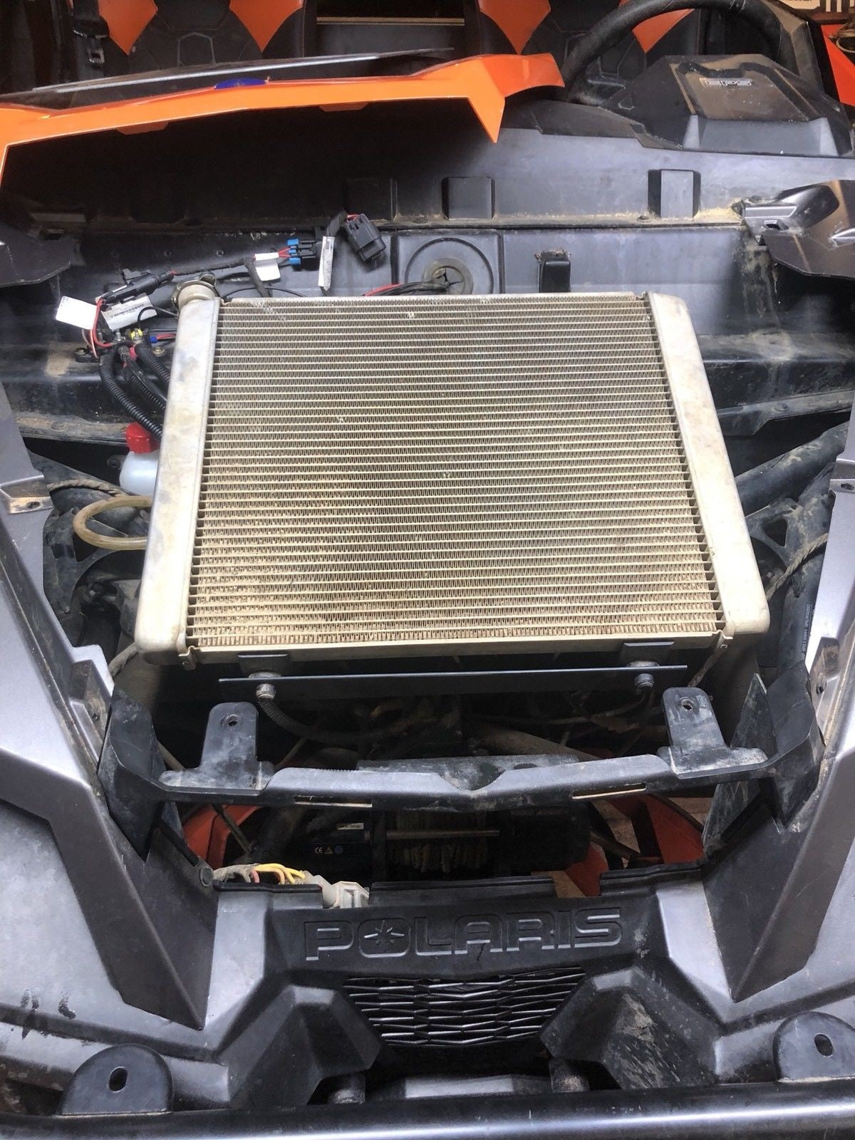 Radiator mounted in a Lucky 7 General 1000 relocate kit
