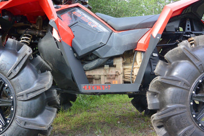 Side view of Lucky 7 metal floorboards on a Scrambler 850