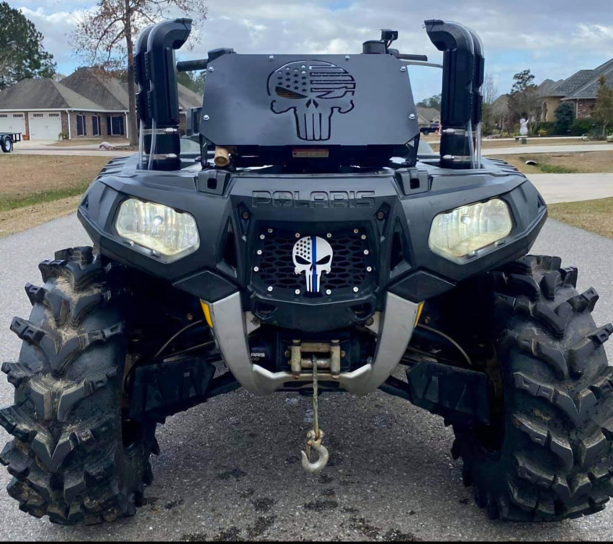 Punisher design Lucky 7 radiator relocate kit on a Polaris Sportsman