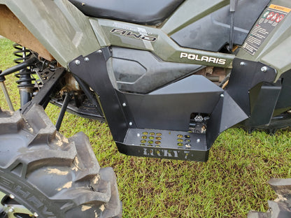 Lucky 7 cutout on a metal floorboard for Polaris Sportsman 850 SP 1000 XP