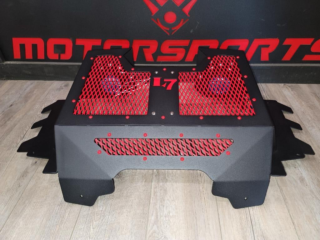 Lucky 7 Polaris Sportsman High Lifter radiator cover with red mesh