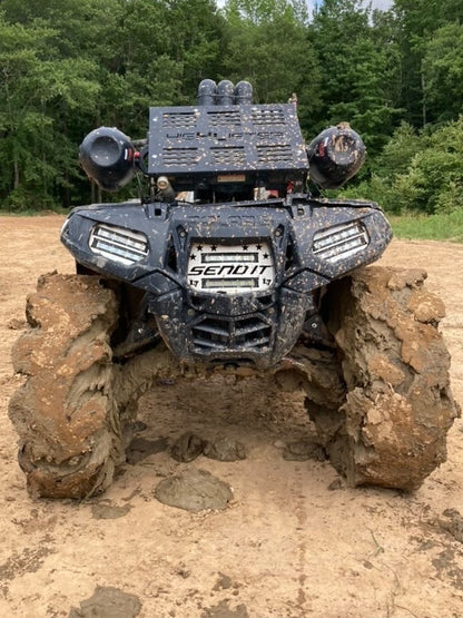 Polaris Sportsman with Ghost Grey Send It double LED grille installed by Lucky 7 Motorsports