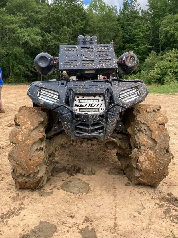 Muddy Polaris Sportsman High Lifter with Lucky 7 dual slim row LED lights installed