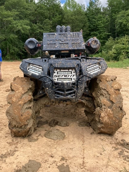 Muddy Polaris Sportsman High Lifter with Lucky 7 dual slim row LED lights installed