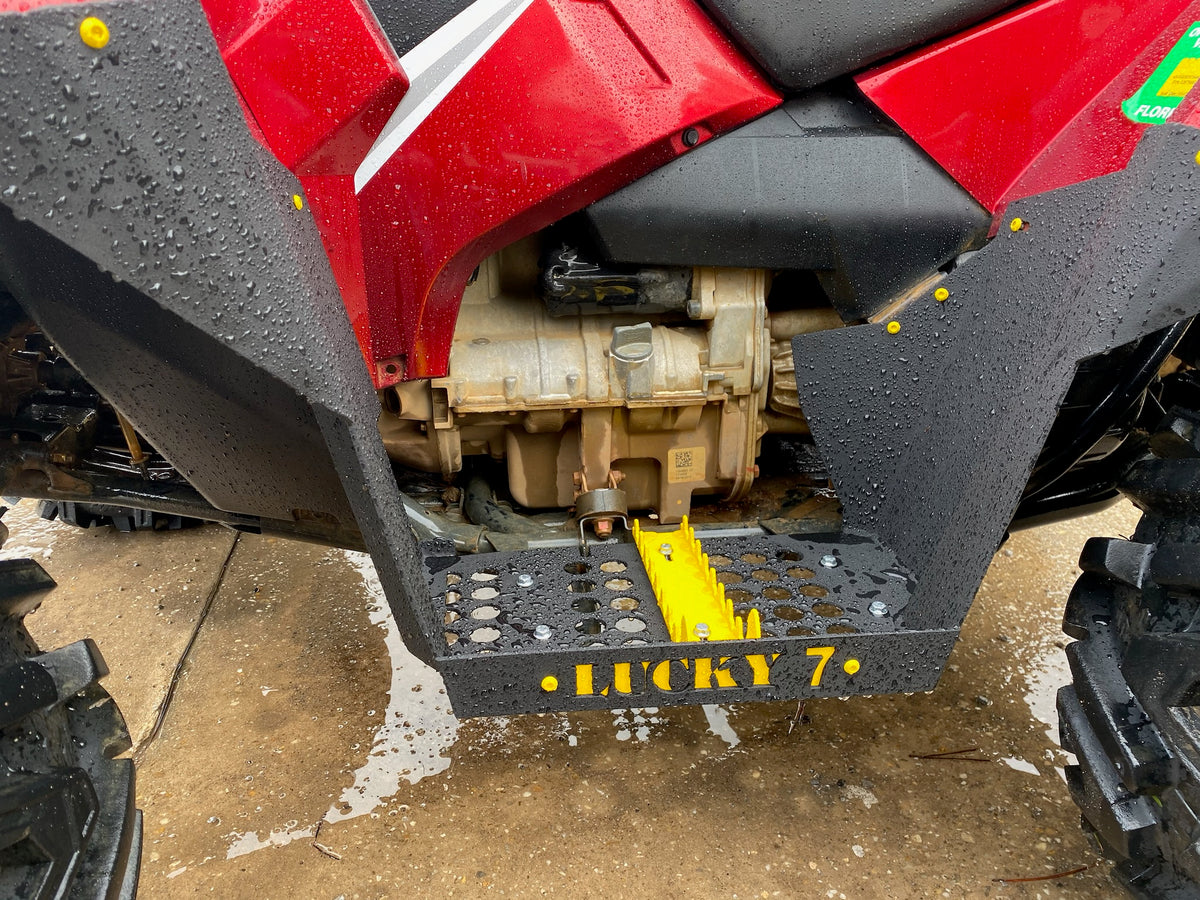 Lucky 7 Sportsman XP metal floorboard footwell with yellow foot peg
