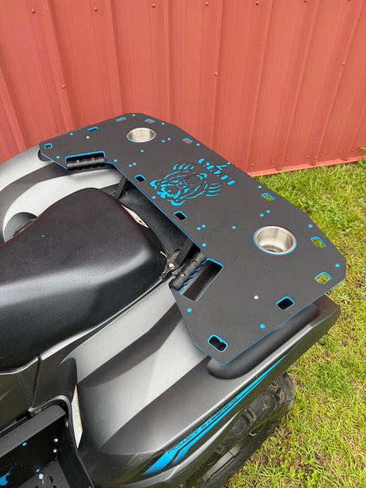 Side view of a Lucky 7 Yamaha Grizzly 450 rear rack